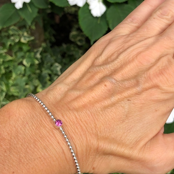 Dainty Garnet and Silver Bracelet - Picture 9 of 10